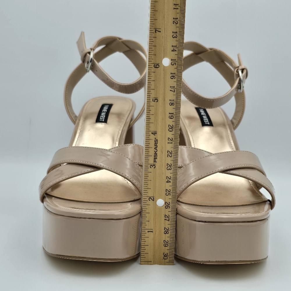 Nine West Joya3 Block Heel Ankle Strap Sandals, Nude, like-new, Size 9M - Picture 5 of 16